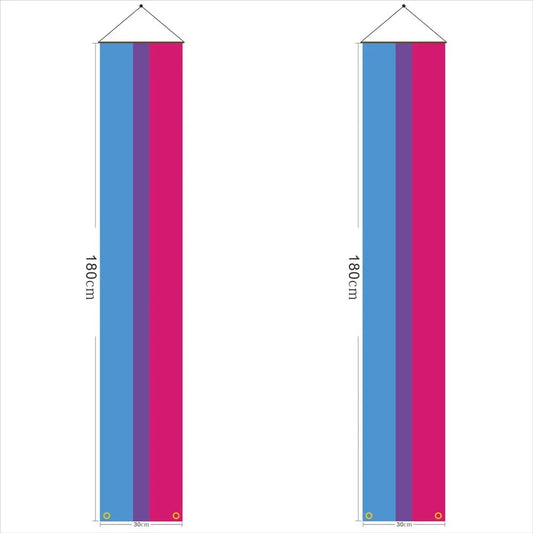 Paire de bannieres de porte au drapeau bisexuel, 180 x 30 cm