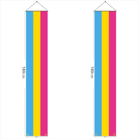 Paire de bannieres de porte au drapeau pansexuel, 180 x 30 cm