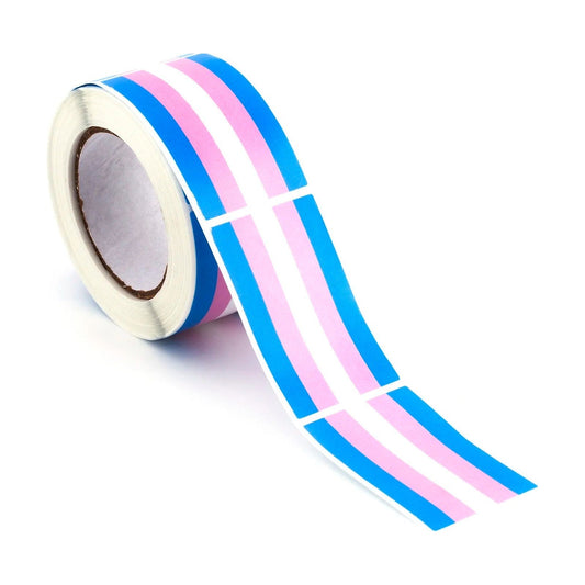 Rouleau de 250 stickers drapeau transgenre, rectangles de 3 x 5 cm