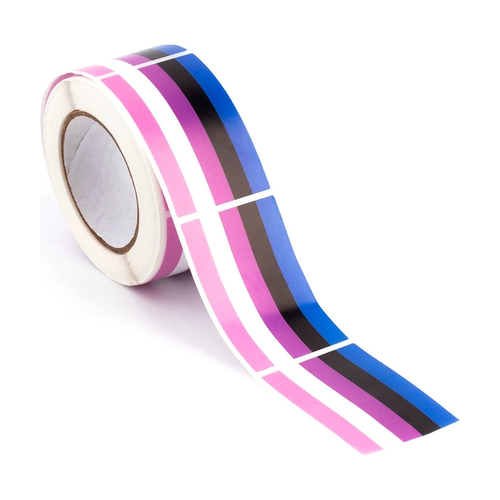 Rouleau de 250 stickers drapeau genderfluid, rectangles de 3 x 5 cm
