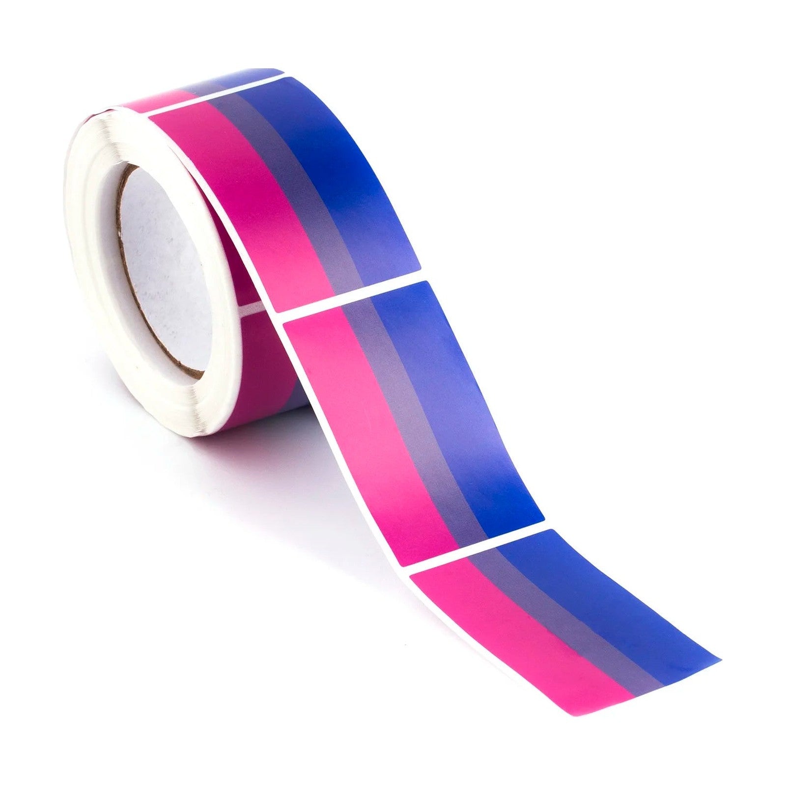 Rouleau de 250 stickers drapeau bisexuel, rectangles de 3 x 5 cm