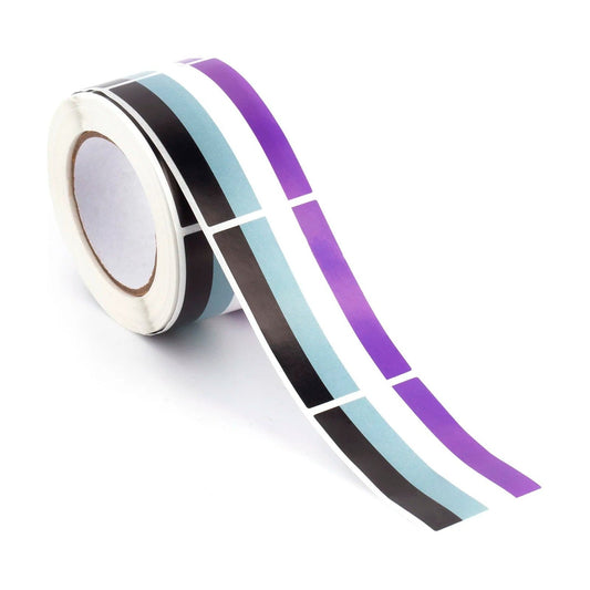 Rouleau de 250 stickers drapeau asexuel, rectangles de 3 x 5 cm