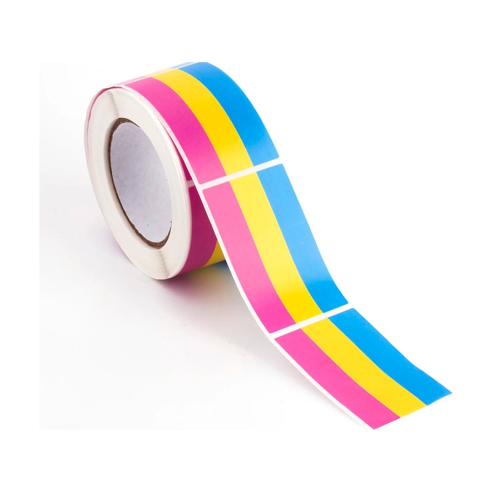 Rouleau de 250 stickers drapeau pansexuel, rectangles de 3 x 5 cm