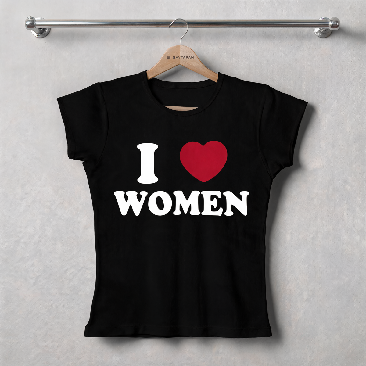 T-shirt Noir Lesbienne I love Women