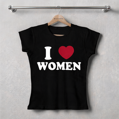 T-shirt Noir Lesbienne I love Women