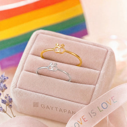 Bague Lesbienne — Double symbole Vénus
