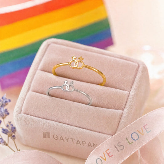 Bague Lesbienne — Double symbole Vénus