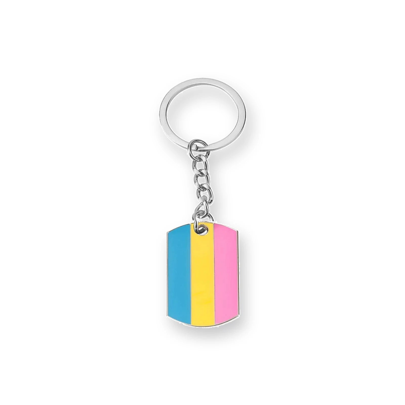 Porte-clés plaquette au drapeau pansexuel : rose, jaune et cyan
