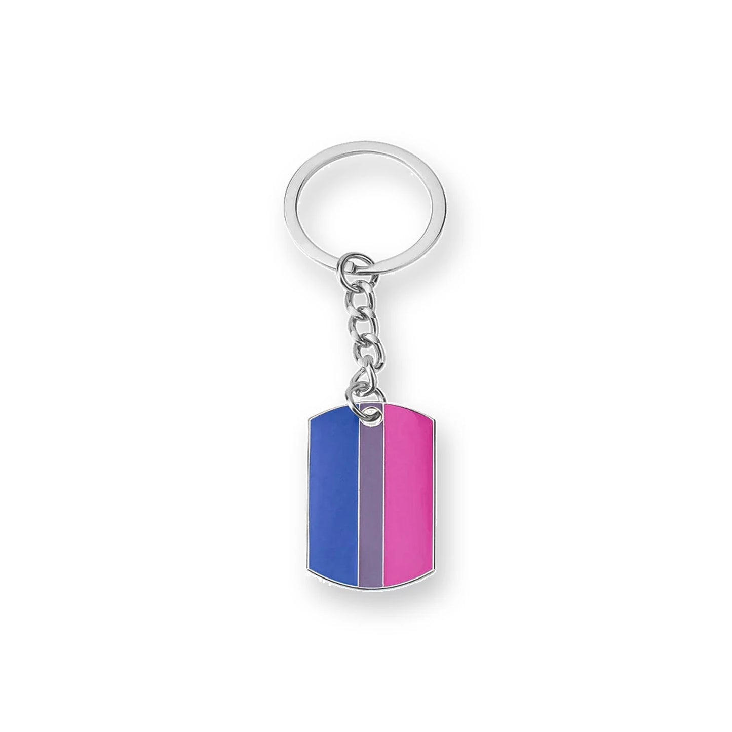 Porte-clés plaquette au drapeau bisexuel : magenta, violet et bleu