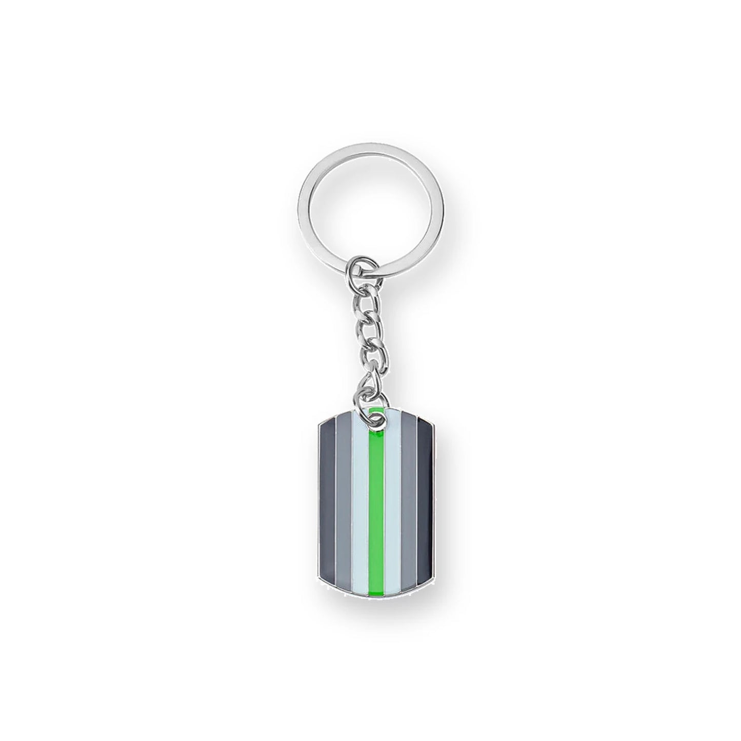 Porte-clés plaquette au drapeau agenre : noir, gris, blanc et vert clair