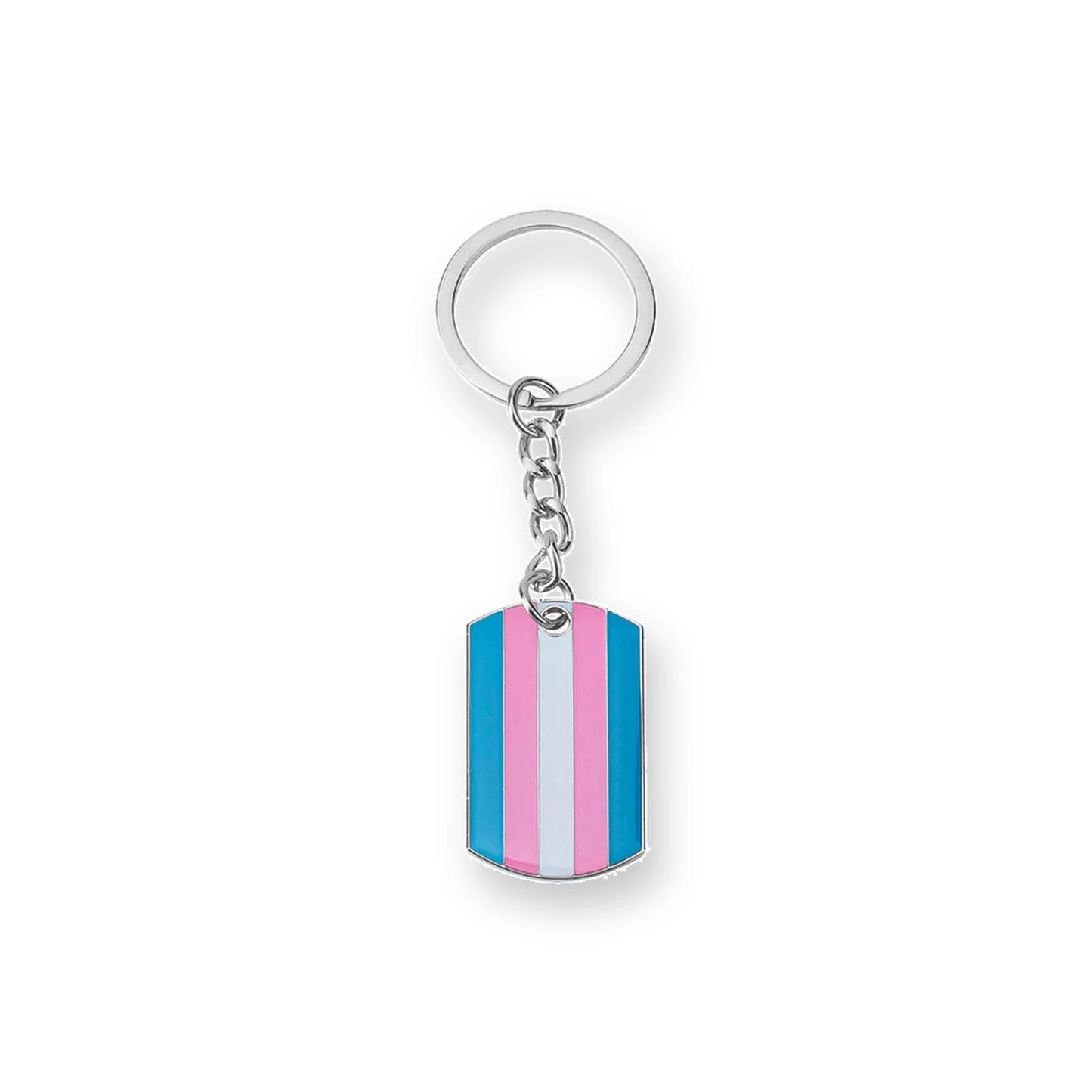 Porte-clés plaquette au drapeau transgenre : bleu, rose et blanc