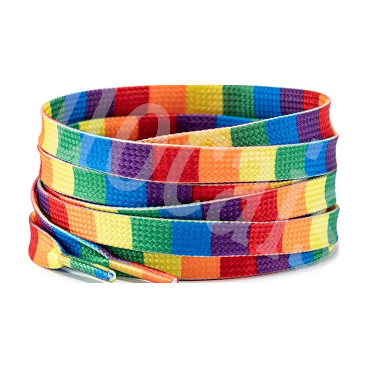Lacets plats larges aux six couleurs de l'arc-en-ciel en blocs