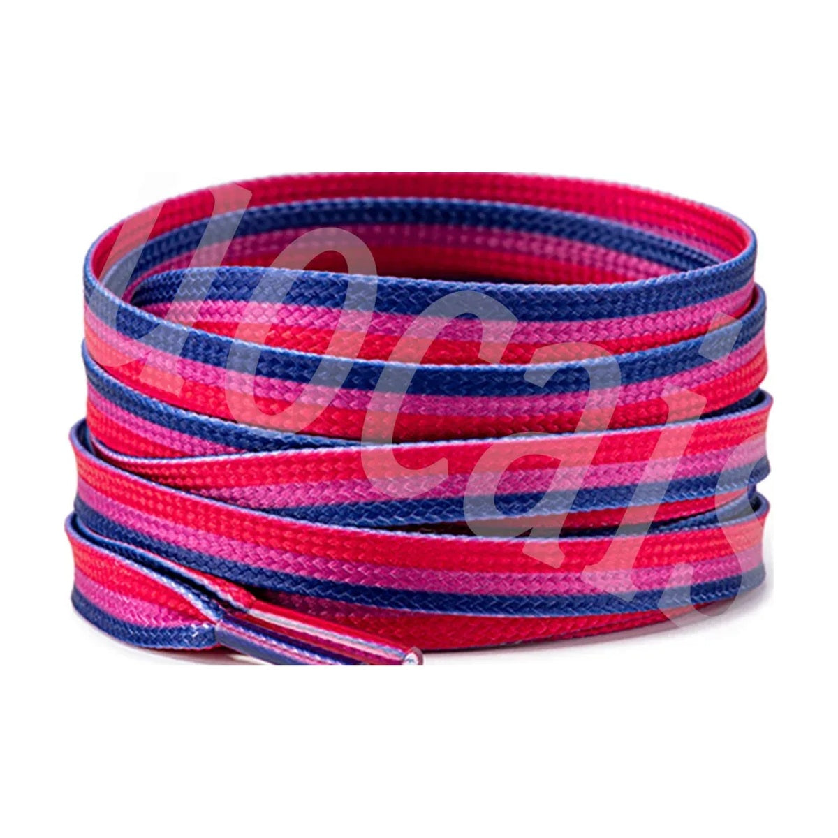 Lacets plats aux couleurs du drapeau bisexuel : magenta, lavande et bleu