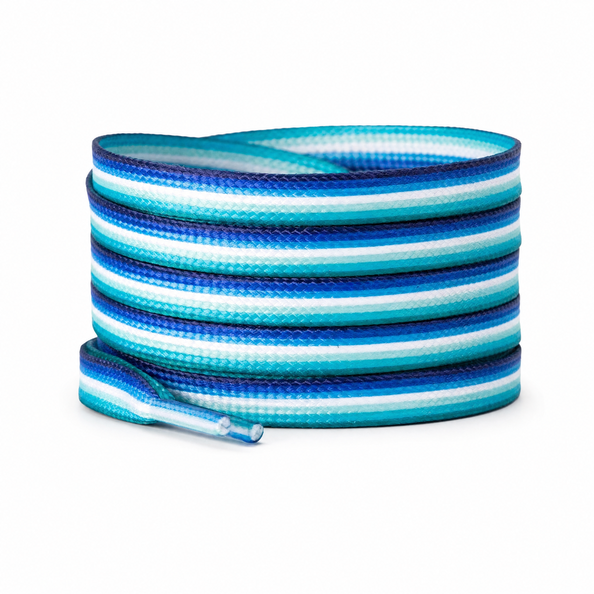 Lacets plats aux couleurs du drapeau gay masculin : verts, blanc et bleus
