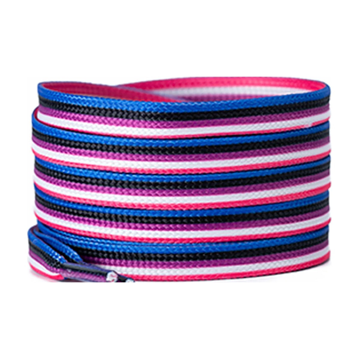 Lacets plats aux couleurs du drapeau genderfluid : rose, blanc, magenta, noir et bleu