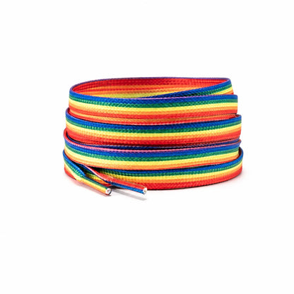 Lacets plats larges aux six couleurs de l'arc-en-ciel en blocs
