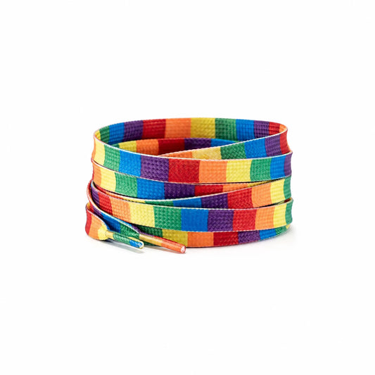 Lacets ronds aux six couleurs de l'arc-en-ciel, embouts en plastique