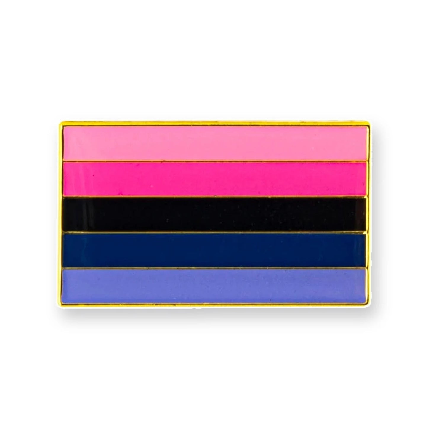 Pins drapeau omnisexuel : rose clair, rose, violet très sombre, bleu-violet et bleu-violet clair