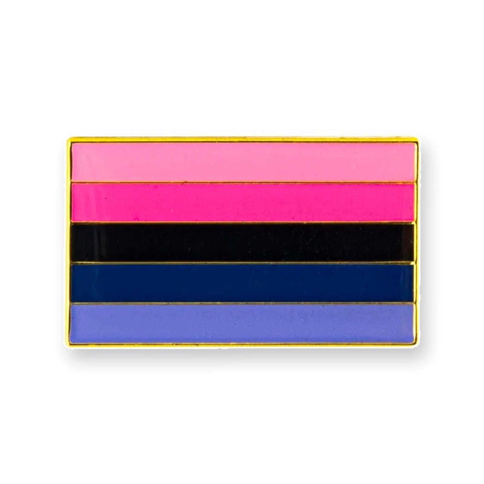 Pins drapeau omnisexuel : rose clair, rose, violet très sombre, bleu-violet et bleu-violet clair