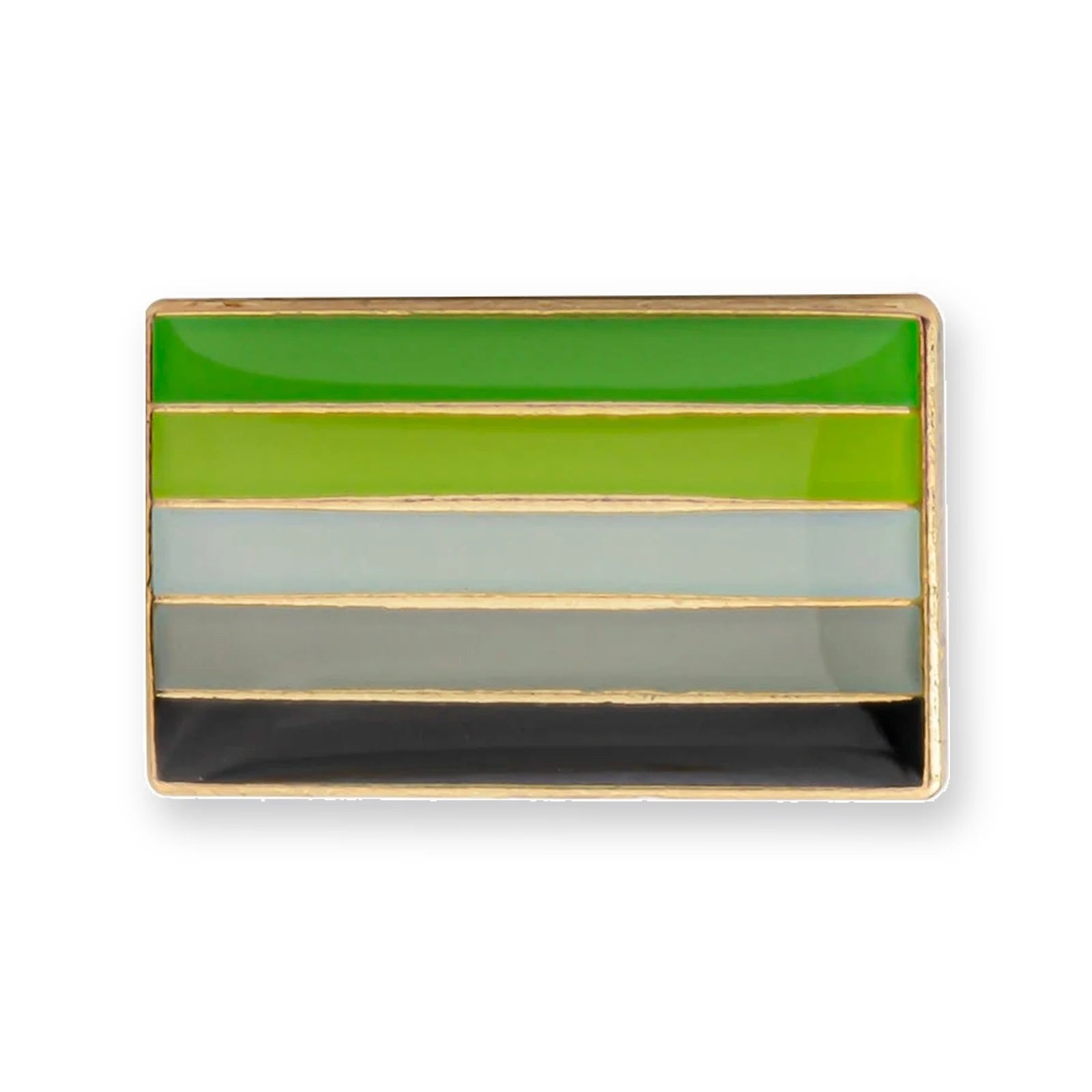 Pins drapeau aromantique : vert, vert clair, blanc, gris et noir