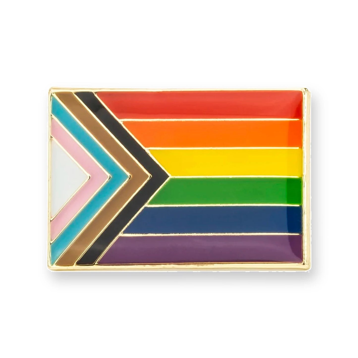 Pins drapeau Progress Pride : arc-en-ciel et chevron aux bandes trans, brune et noire