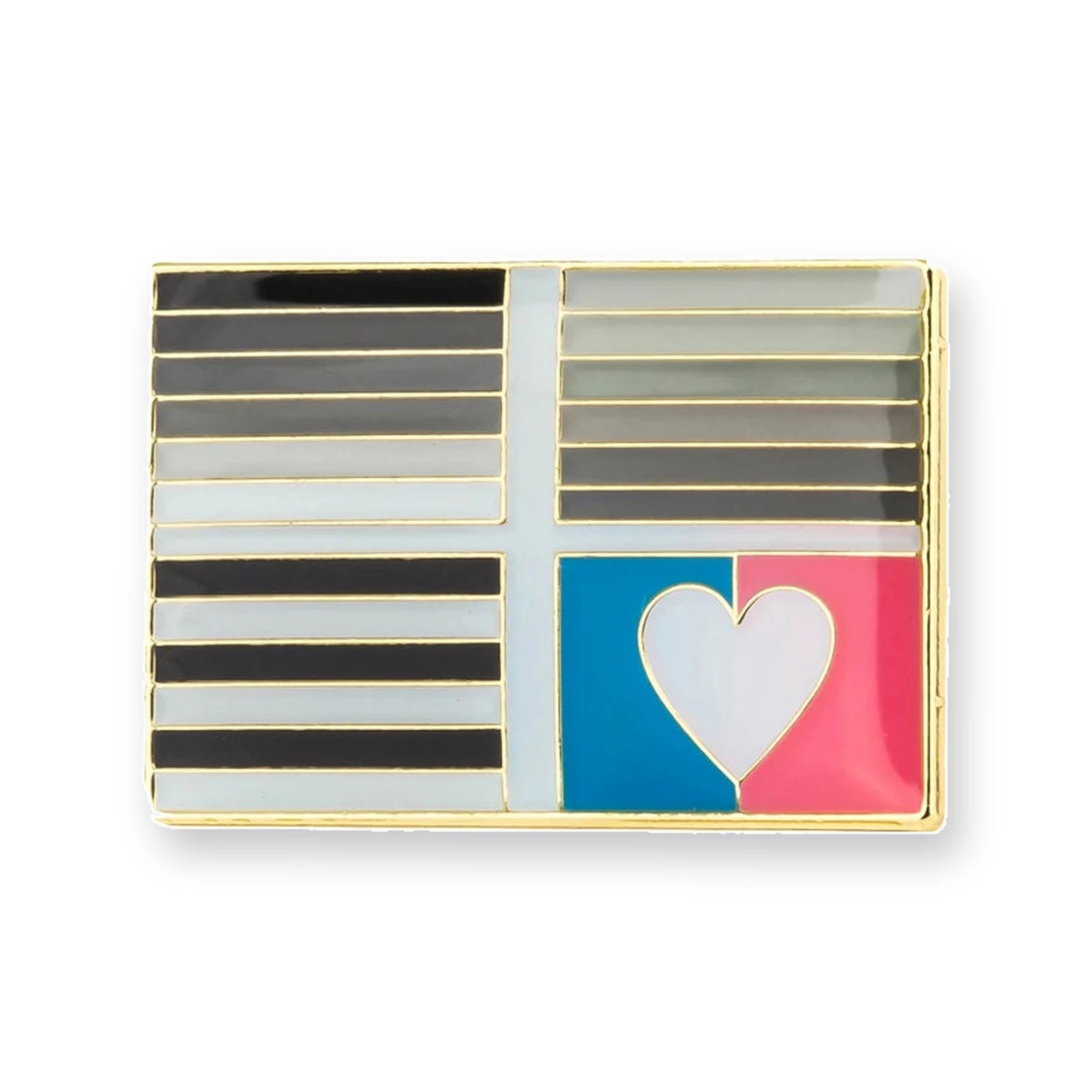 Pins drapeau Straight Allies : bandes noires et blanches avec un cœur blanc en canton