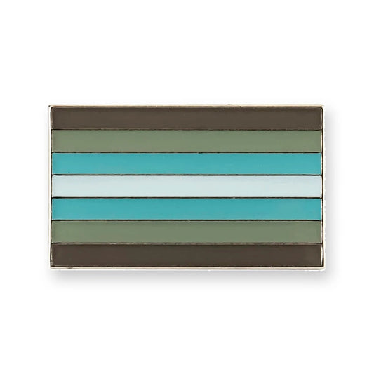 Pins drapeau demiboy : sept bandes gris, bleu et blanc en symétrie