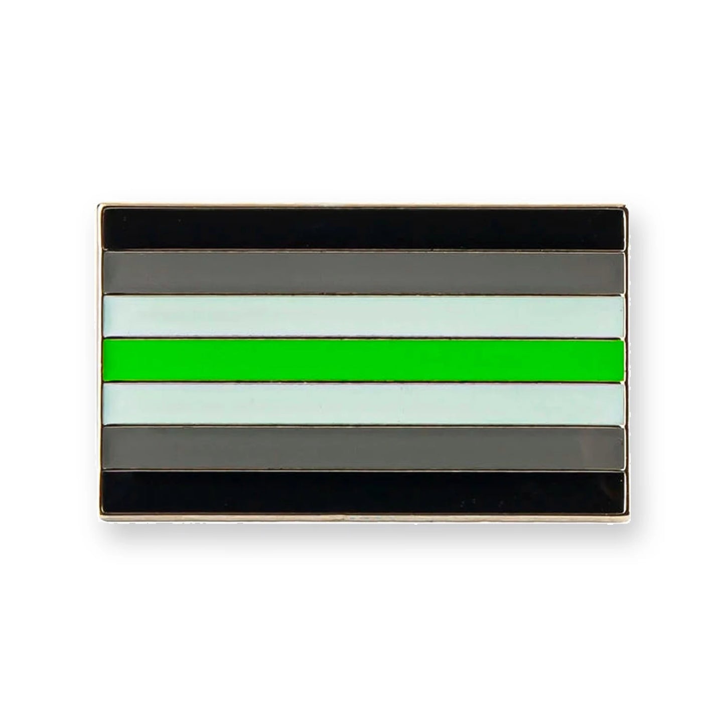 Pins drapeau agenre : sept bandes noir, gris, blanc et vert en miroir