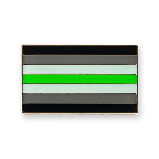 Pins drapeau agenre : sept bandes noir, gris, blanc et vert en miroir