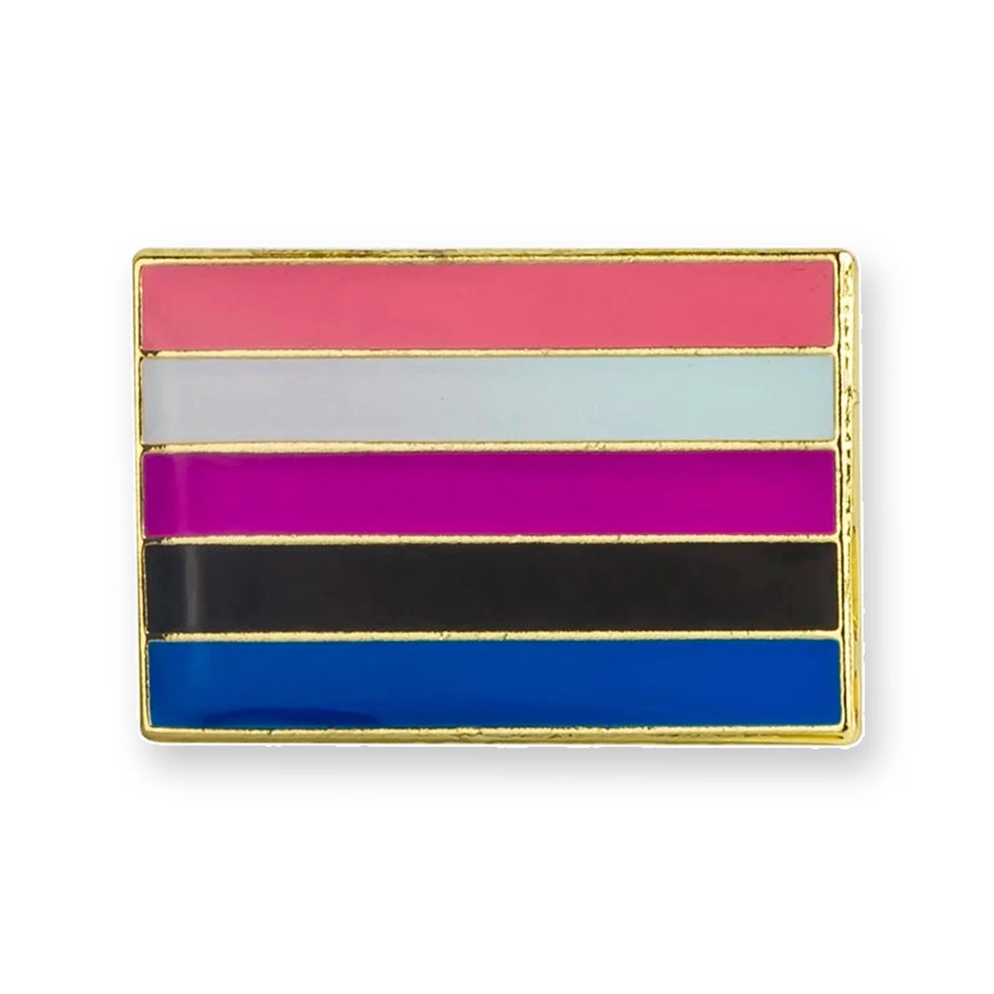 Pins drapeau genderfluid : rose, blanc, violet, noir et bleu