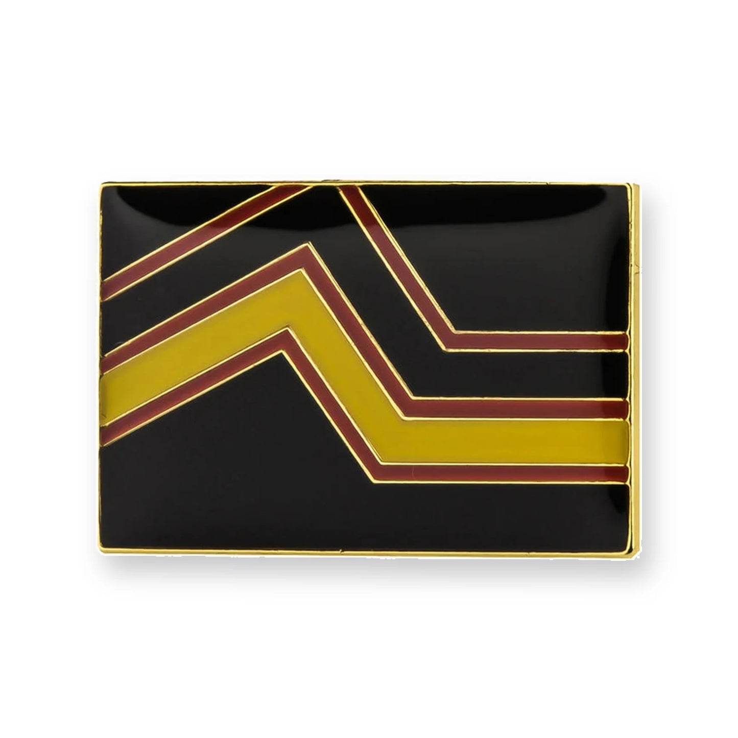Pins drapeau Rubber Pride : chevrons jaunes et rouges sur fond noir