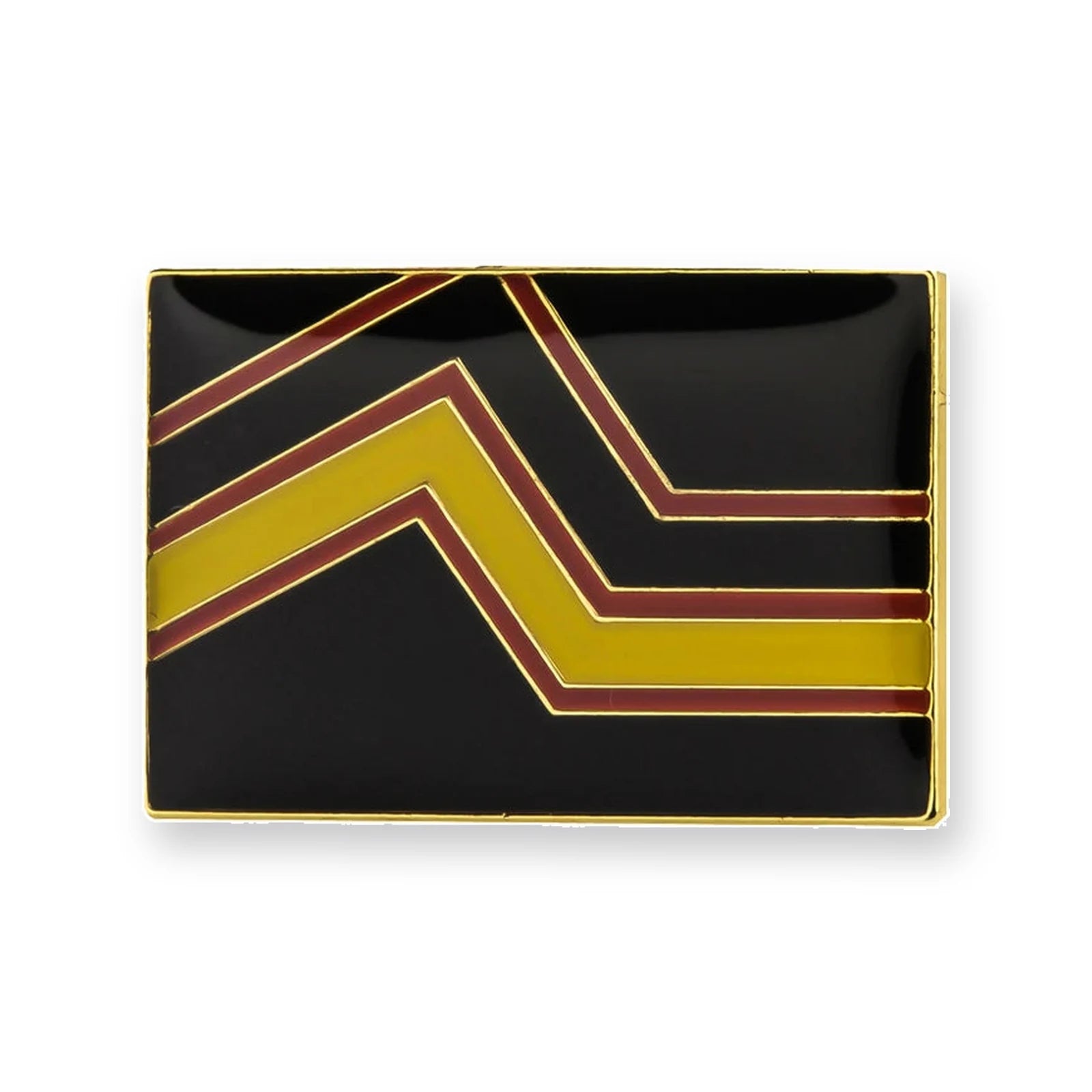 Pins drapeau Rubber Pride : chevrons jaunes et rouges sur fond noir