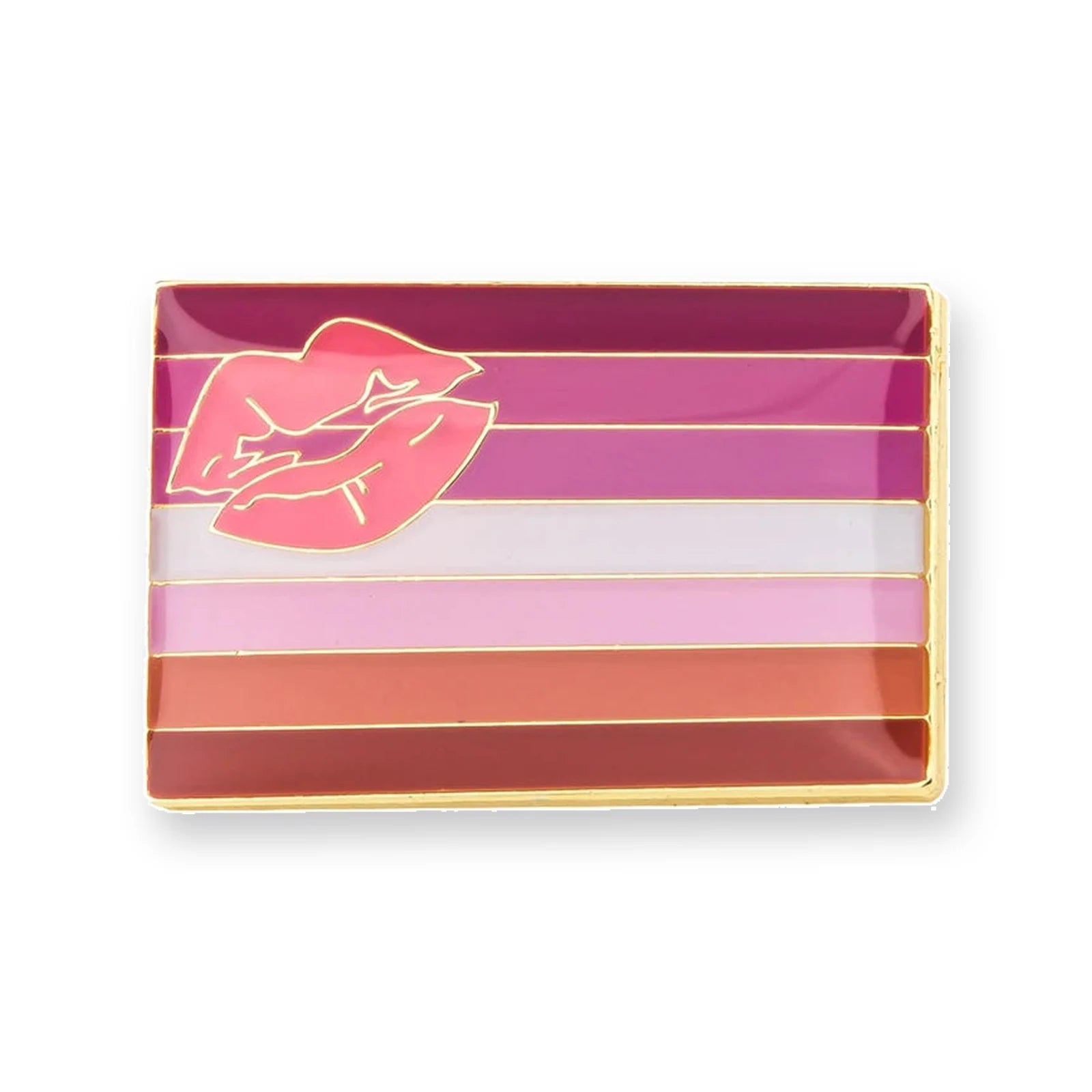 Pins drapeau lesbien lipstick : sept bandes rose et rouge avec une empreinte de baiser