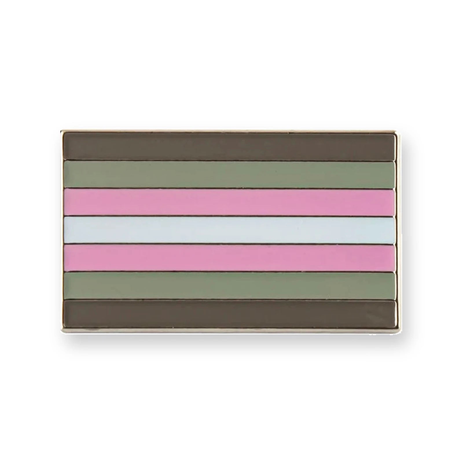 Pins drapeau demigirl : sept bandes gris, rose et blanc