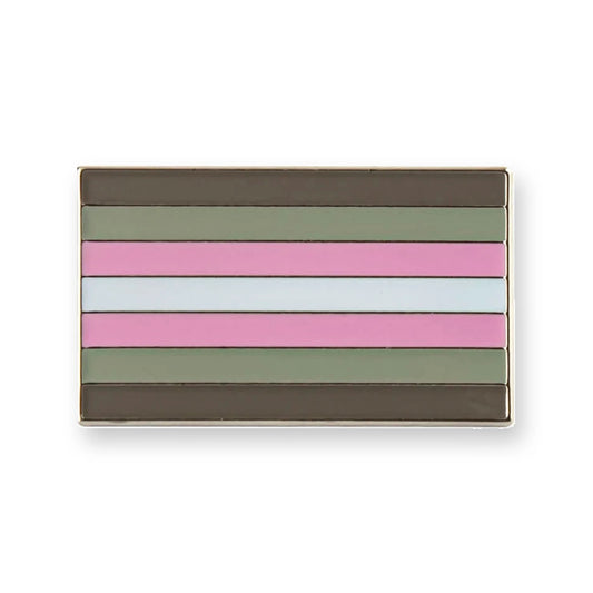 Pins drapeau demigirl : sept bandes gris, rose et blanc