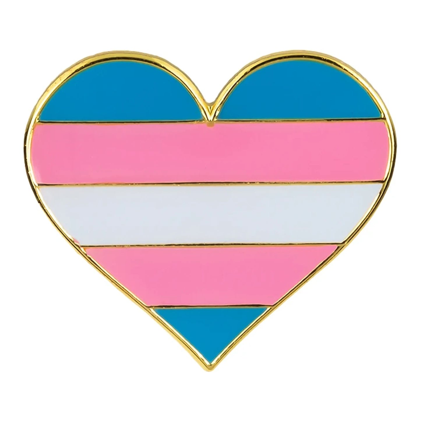 Pins cœur émaillé du drapeau transgenre : bleu ciel, rose et blanc