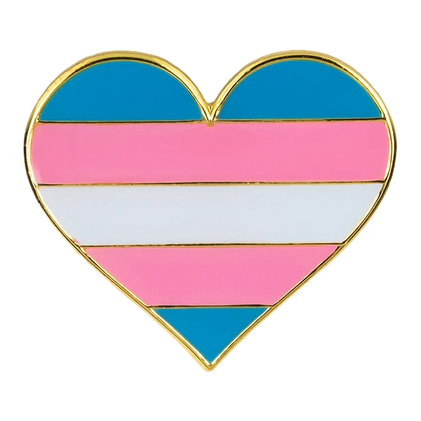 Pins cœur émaillé du drapeau transgenre : bleu ciel, rose et blanc