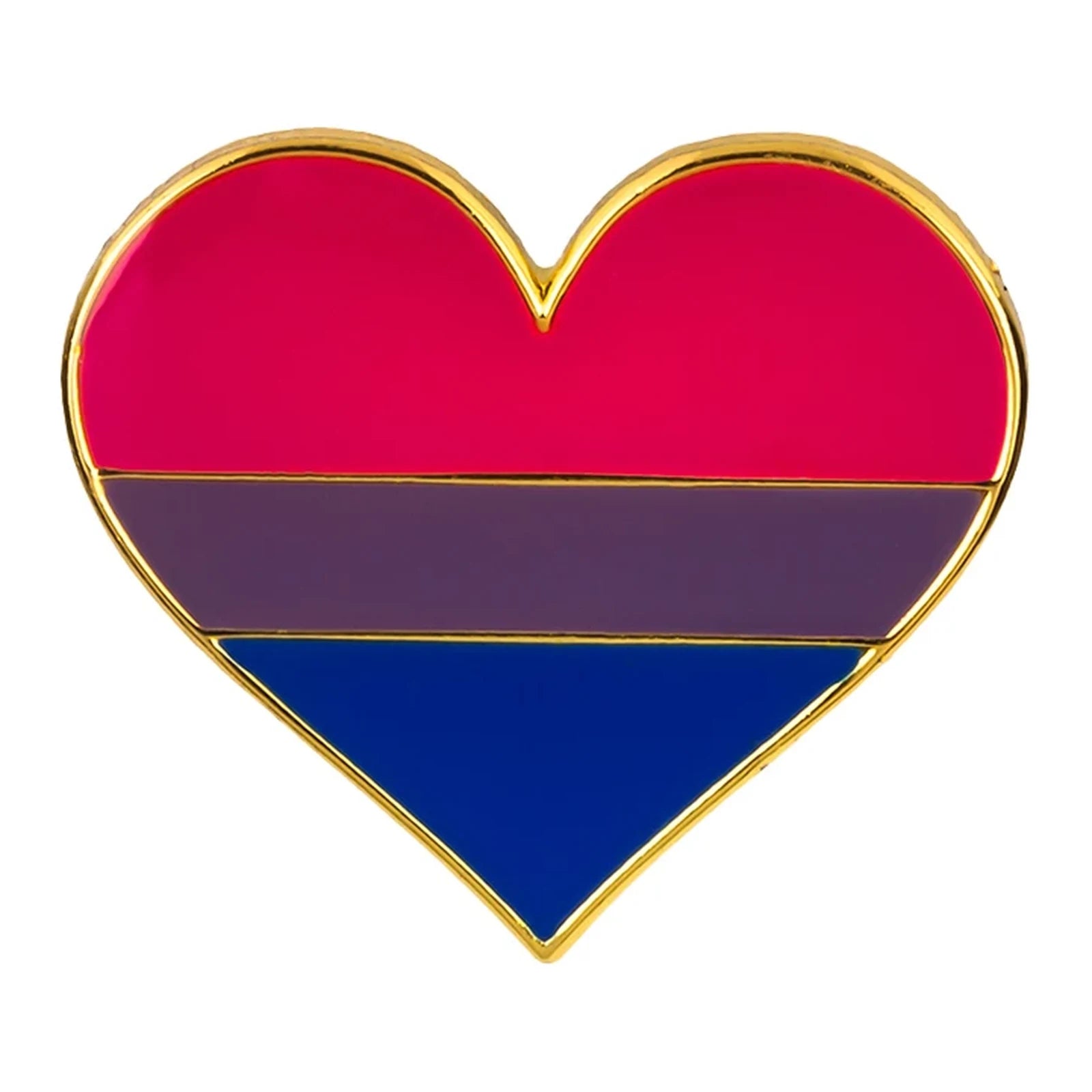Pins cœur émaillé du drapeau bisexuel : magenta, lavande et bleu