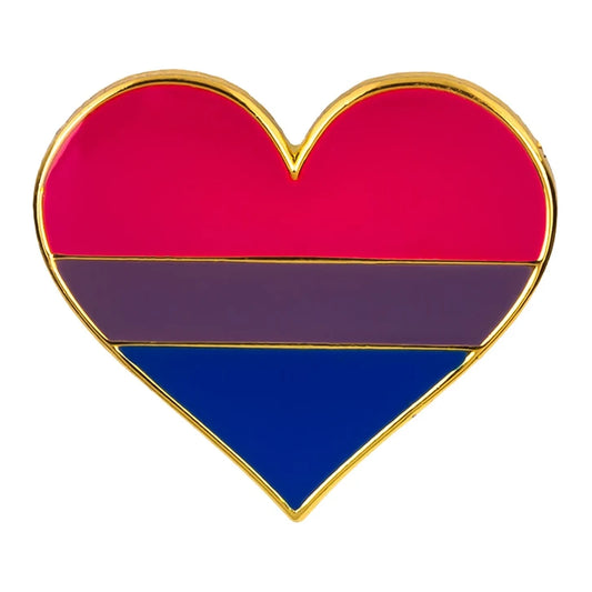 Pins cœur émaillé du drapeau bisexuel : magenta, lavande et bleu