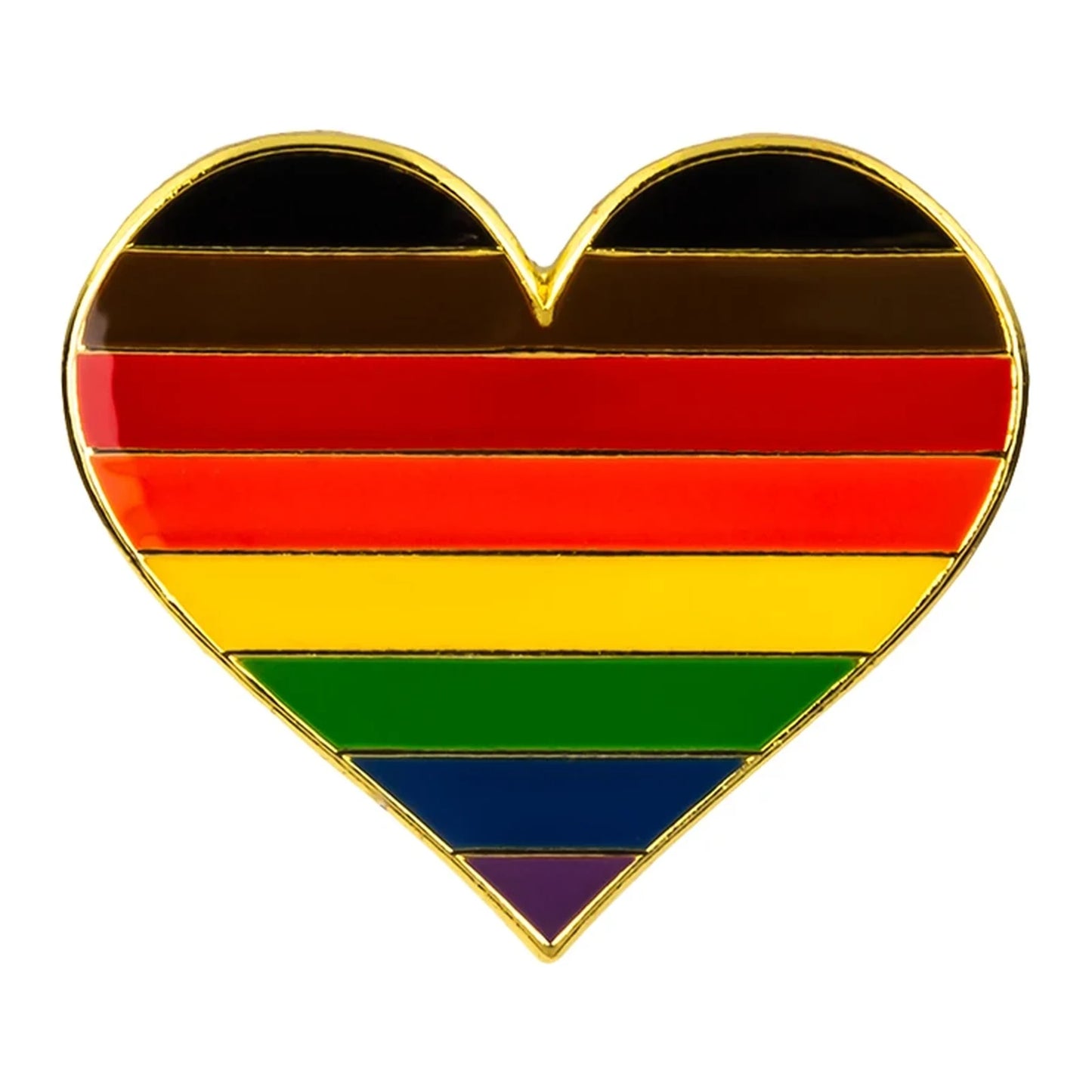 Pins cœur émaillé du drapeau Philadelphia : l'arc-en-ciel augmenté des bandes noire et brune