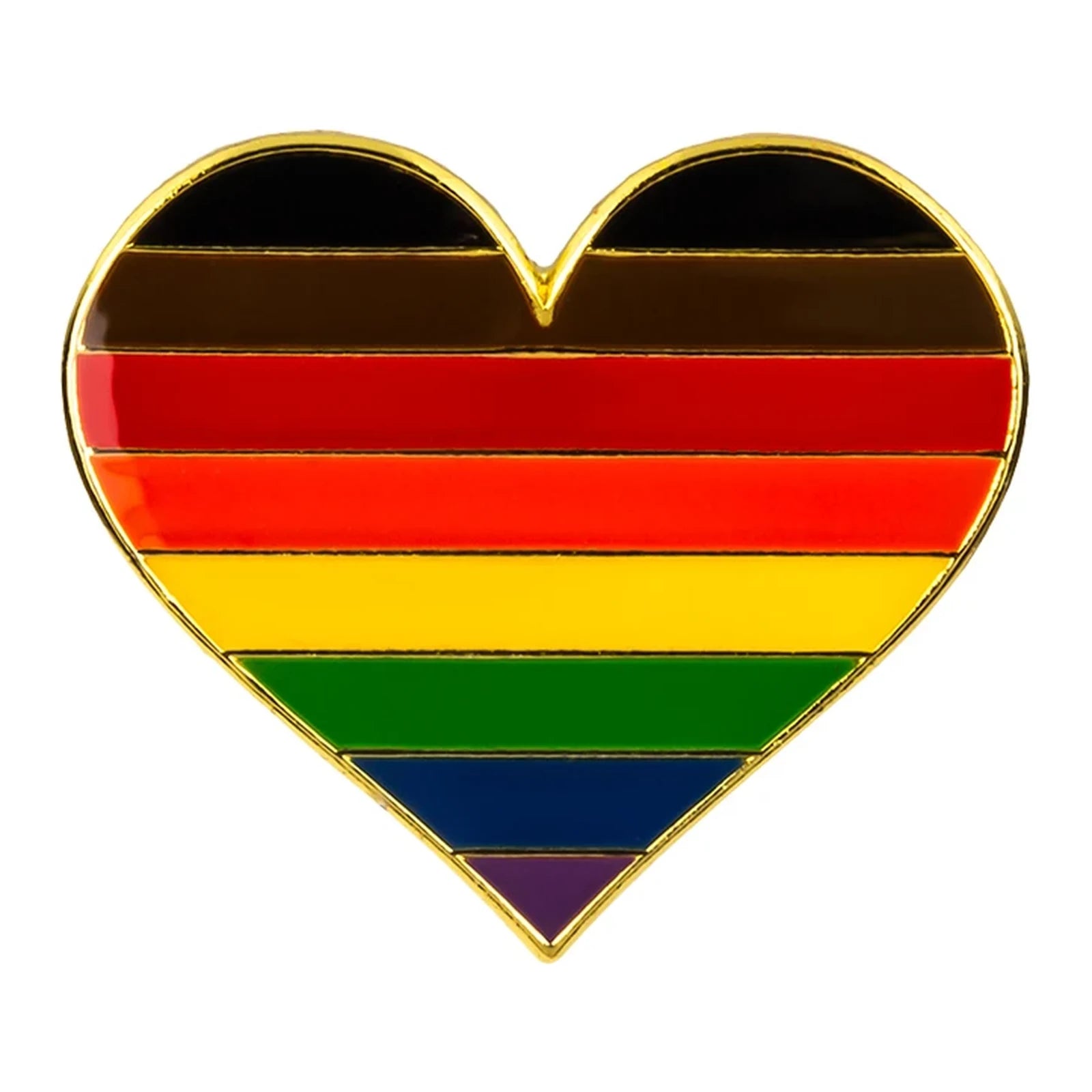 Pins cœur émaillé du drapeau Philadelphia : l'arc-en-ciel augmenté des bandes noire et brune