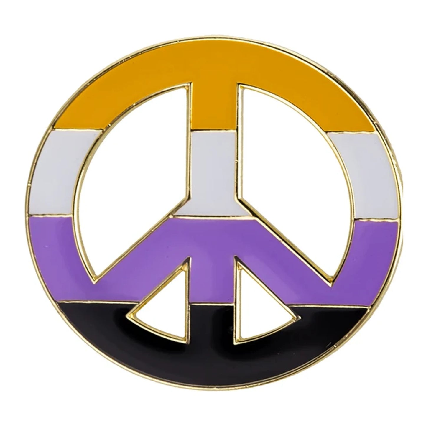 Pins symbole de paix ajouré aux couleurs du drapeau non-binaire