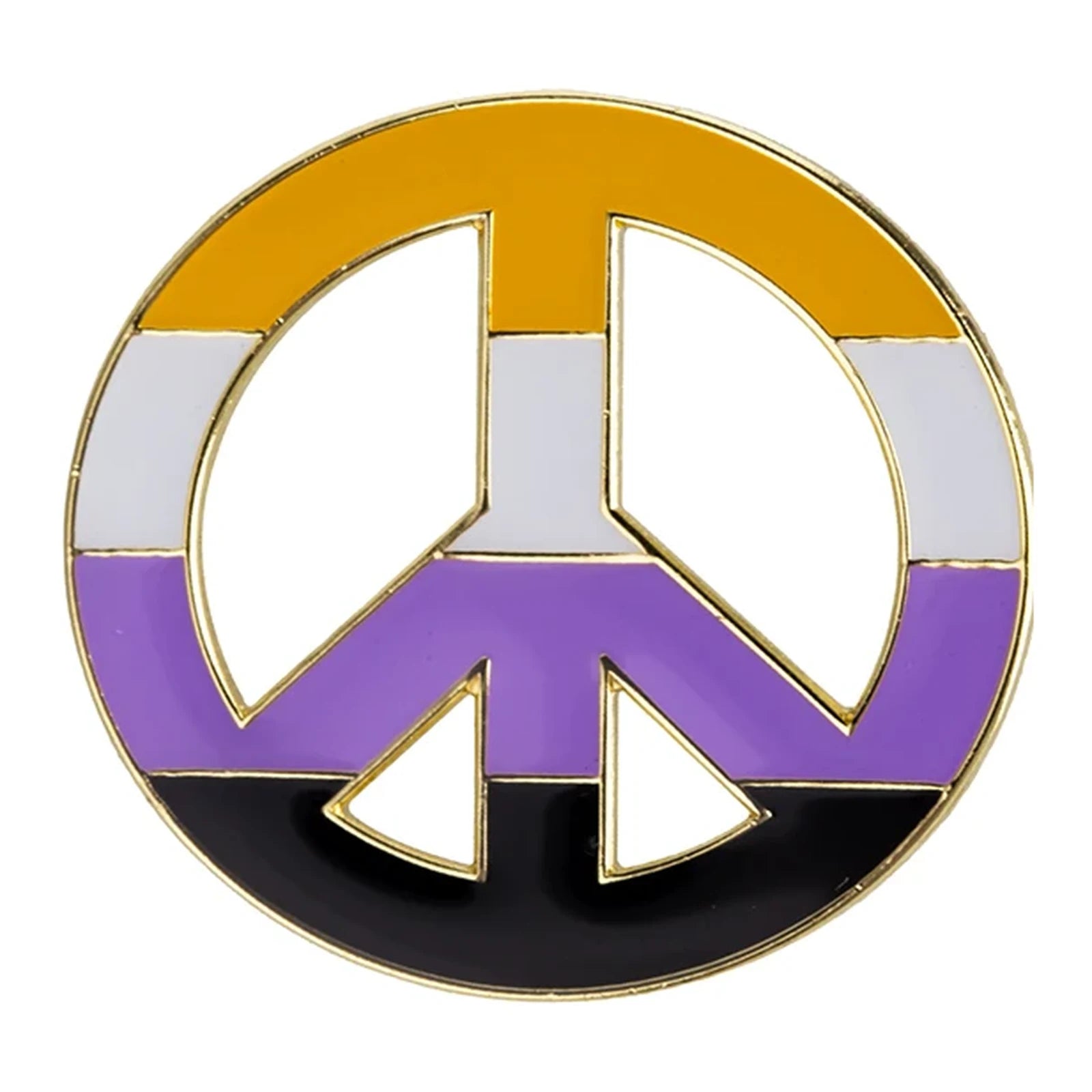 Pins symbole de paix ajouré aux couleurs du drapeau non-binaire