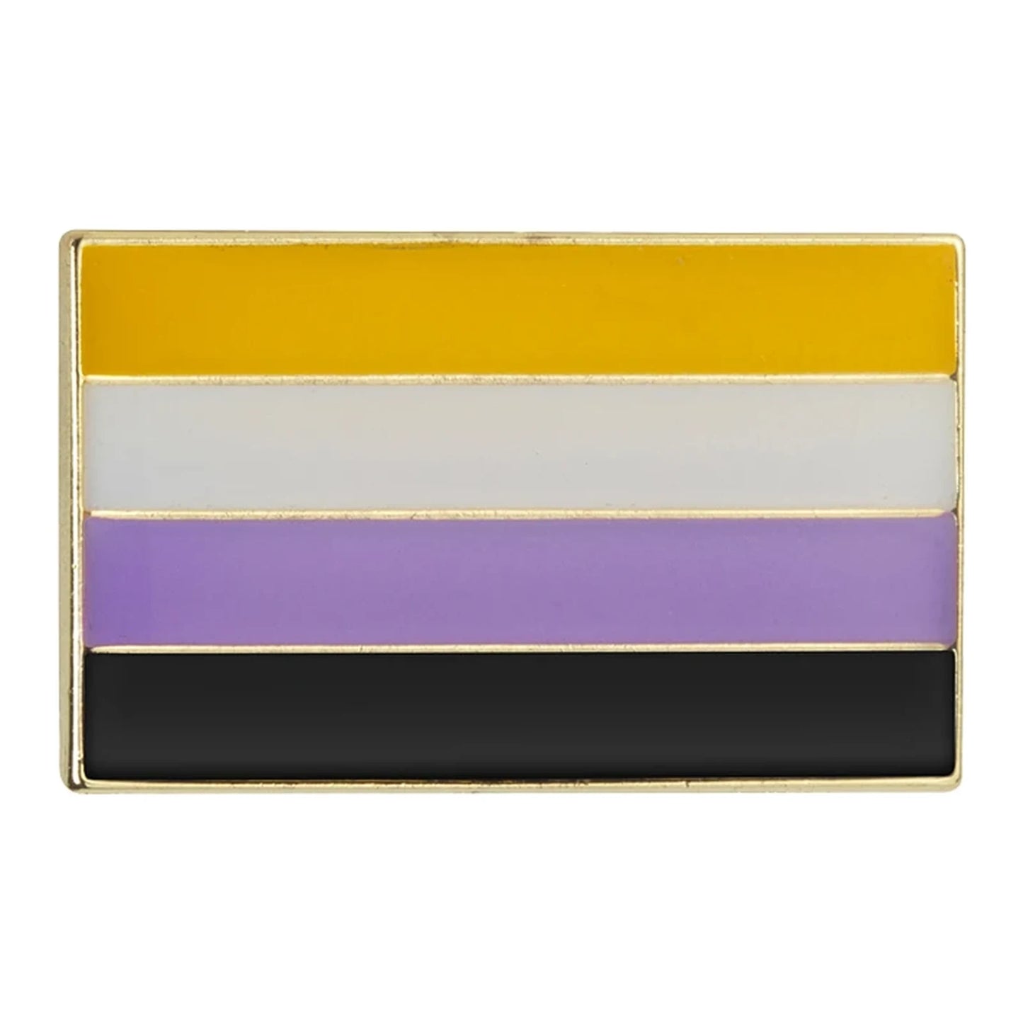Pins drapeau non-binaire rectangulaire : jaune, blanc, violet et noir