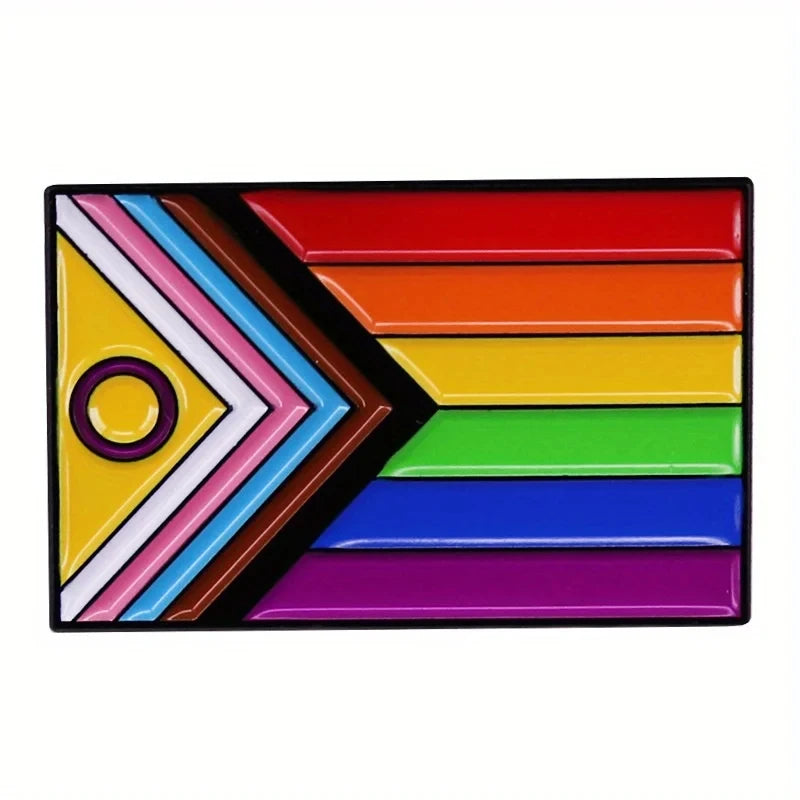 Pin's emaille au drapeau Progress inclusif intersexe