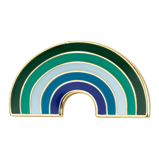 Pins émaillé en arc aux couleurs du drapeau gay masculin : verts, blanc, bleus et violet