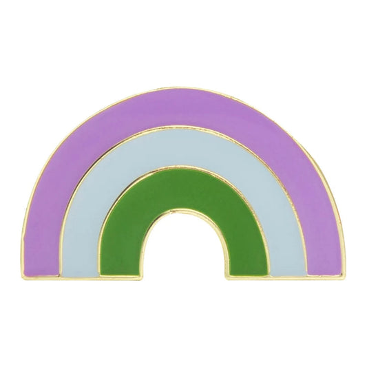 Pins émaillé en arc aux couleurs du drapeau genderqueer : lavande, blanc, vert