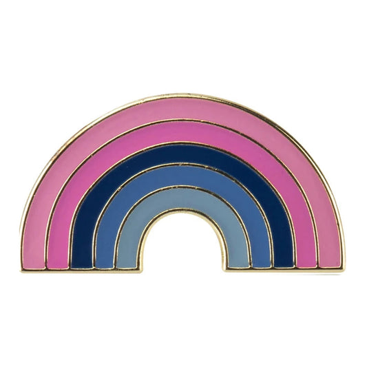 Pins émaillé en arc aux couleurs du drapeau omnisexuel : rose pâle, magenta, bleu nuit, bleu, bleu clair