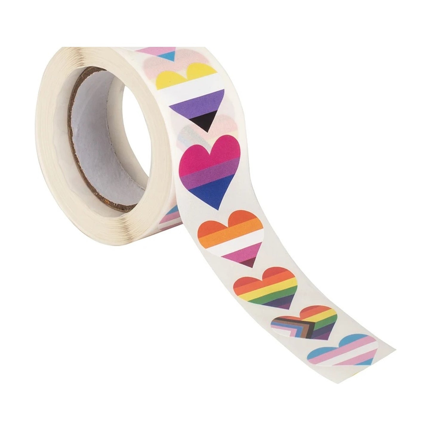 Rouleau de 500 autocollants cœur, assortiment de drapeaux LGBT