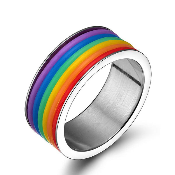 Bague arc-en-ciel pour enfants, hommes anneaux personnalisés anxiété  anti-stress drapeau arc-en-ciel bijoux spinner cadeau